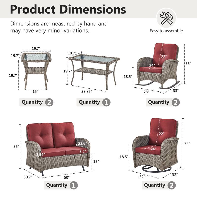 Gymojoy Outdoor Wicker Patio Furniture Loveseat Glider & Chair Set Weather-Resistant