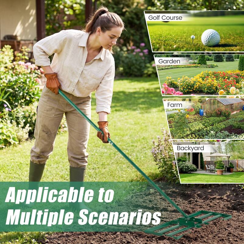 Gymax Lawn Leveling Rake 30'' x 10'' Heavy Duty Lawn Level Tool for