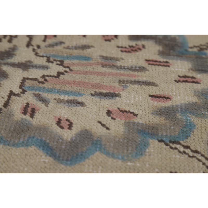 Floral Tabriz Persian Area Rug Distressed Handmade Wool Carpet - 8'8"x 11'5"
