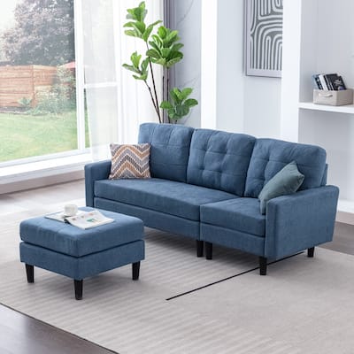 Javlergo Convertible Sectional Sofa, L Shaped Couch with Linen Fabric, Reversible 3-Seater Lounge Couch for Living Room