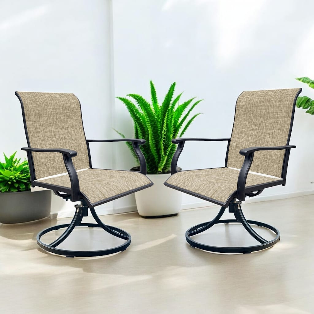Outdoor Patio Swivel Dining Chair Set of 2, Outdoor Swivel Patio Chairs for Front Porch, Backyard, and Deck