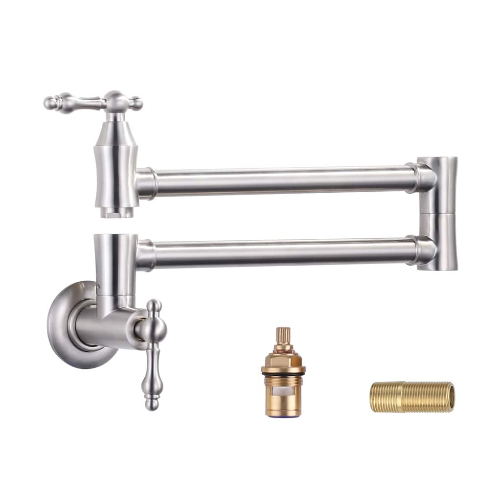 WOWOW Wall Mounted Pot Filler Faucet with Double Joint Swing Arms
