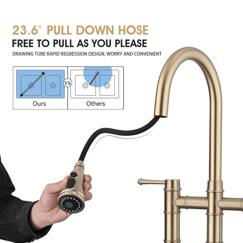 Dornberg 2-handle Bridge Kitchen Faucet With Pull-out Sprayer