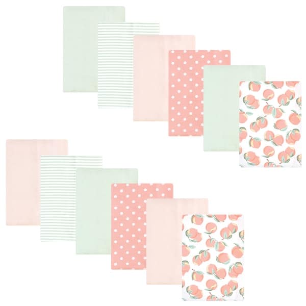 slide 1 of 1, Hudson Baby Infant Girl Flannel Burp Cloth 12pk, Sweet Peach, One Size - Sweet Peach - One Size One Size - Sweet Peach