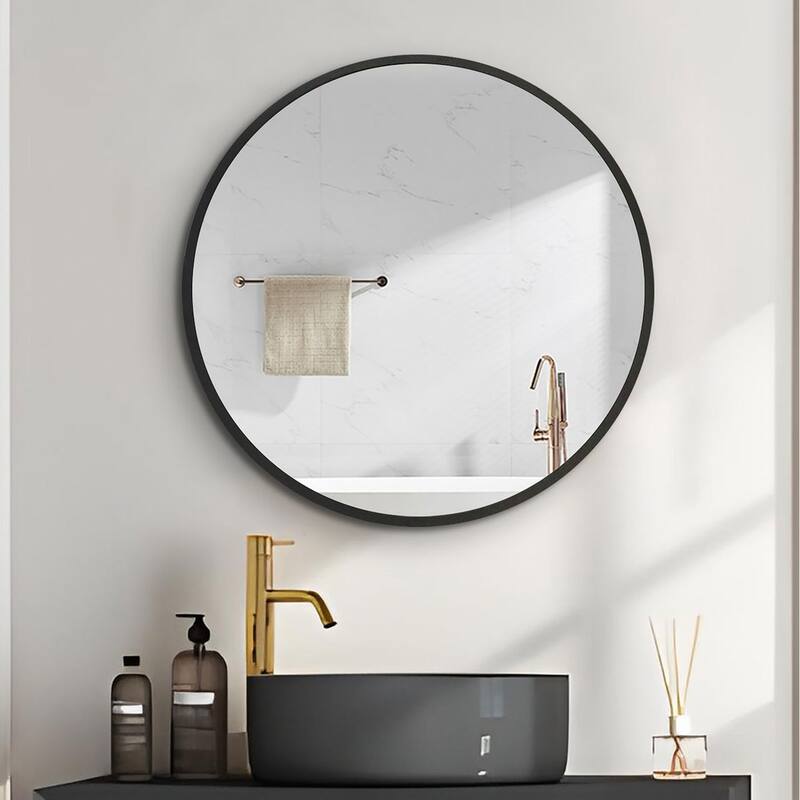 24"/30" Round Iron Medicine Cabinet with Mirror - 24" x 24"