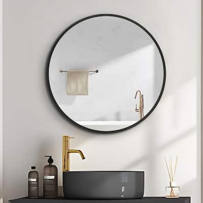 24"/30" Round Iron Medicine Cabinet with Mirror