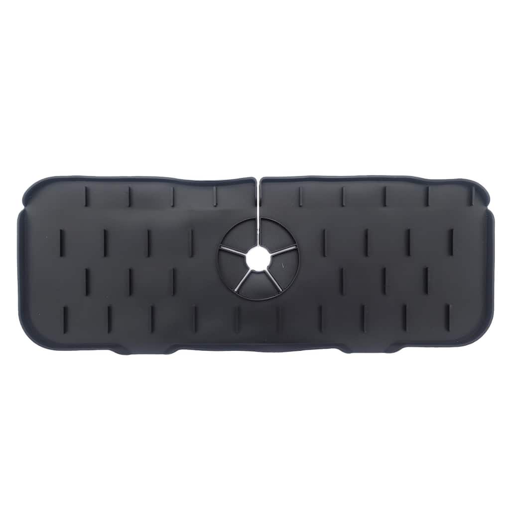 Handy Housewares Silicone Sink Faucet Drip Tray, Behind Faucet Water Catcher Drying Mat - 5.5" x 14.6", Prevents...