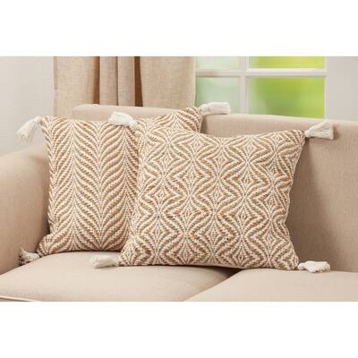 Throw Pillow With Jute Woven Design