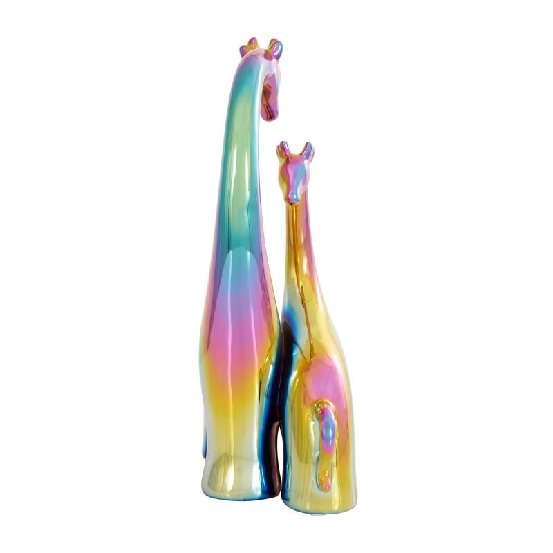 Silver or Multi Colored Ceramic Giraffe Sculpture