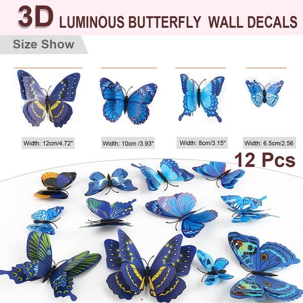Shop 12pcs 3d Butterfly Wall Sticker Decal Sticker For Bedroom