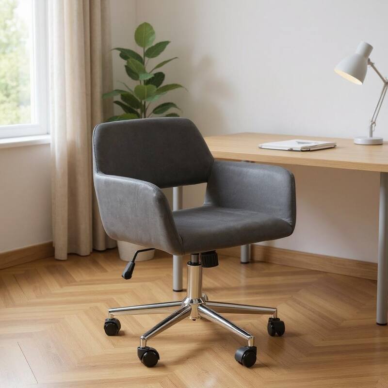 Gray and Silver Adjustable Height Swivel Rolling Office Chair - Gray