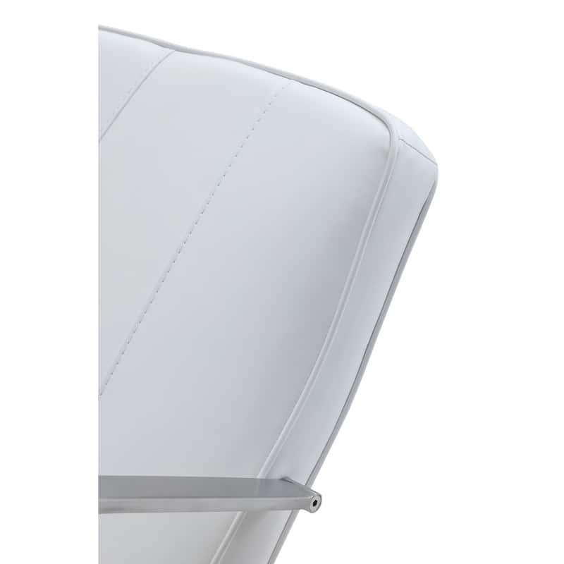 Rux 26 Inch Office Swivel Chair, White Faux Leather, Rolling Steel Base
