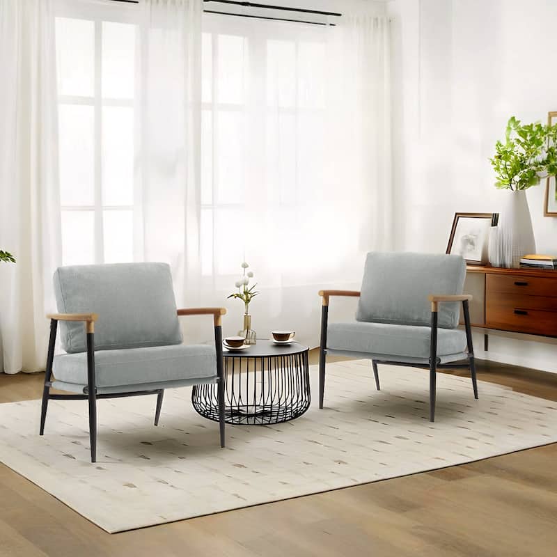 Madison 27'' W Vegan Leather/ Chenille Accent Chair set of 2