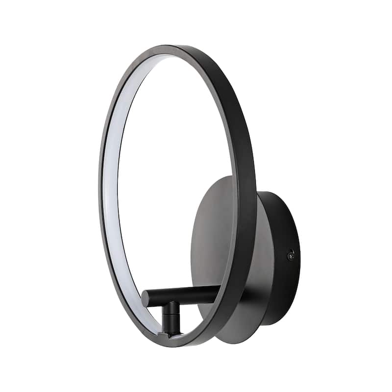 SAFAVIEH Lighting Nava Led 11-inch Wall Sconce - 11 In. W x 9 In. D x 5 In. H - Matte Black - 11Wx11Dx5H