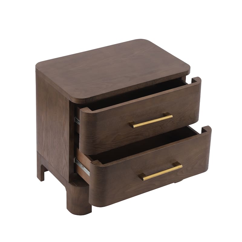 Christopher Knight Home - Modern Nightstand with 2 Drawers and Brushed Gold Handles