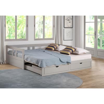 Melody Expandable Twin-to-King Trundle Daybed with 2 Storage Drawers