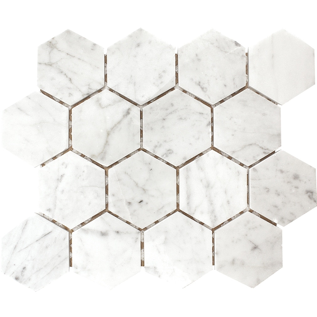 Carrara Marble 3''x3'' Honeycomb Polished Mosaic Tile