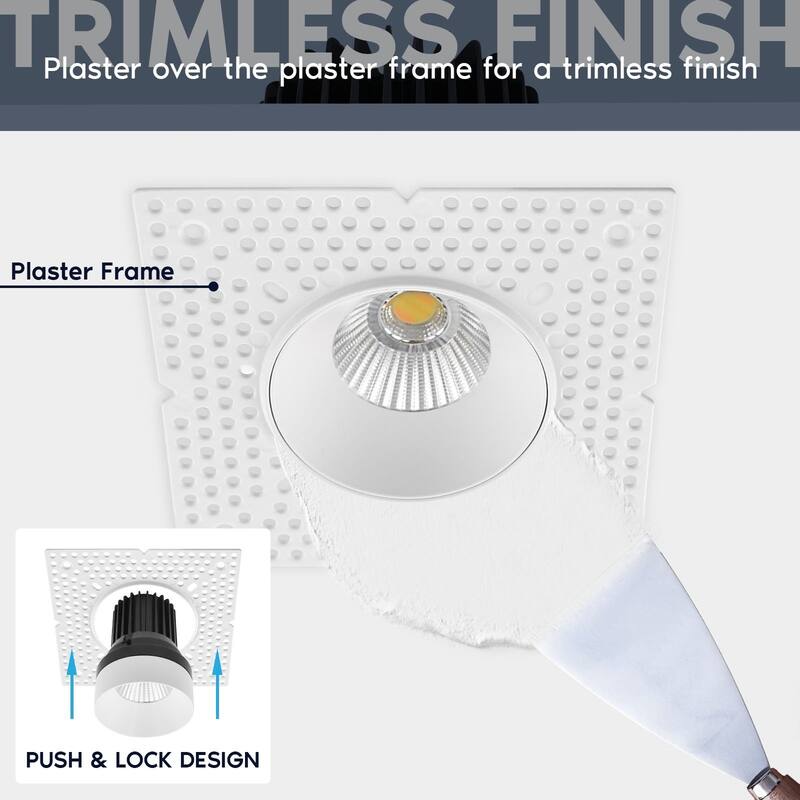 Luxrite 2 in. Push-n-Lock Trimless LED Recessed Light 12W 1000LM 5CCT 38° Dimmable Damp Rated 4 Pack