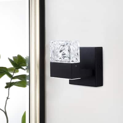 Modern Black Textured Glass LED Bathroom Vanity Light