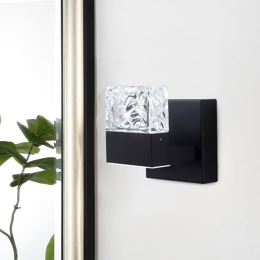 Modern Black Textured Glass LED Bathroom Vanity Light