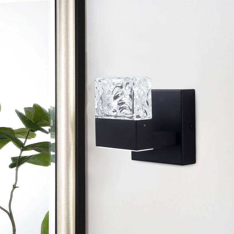 Modern Black Textured Glass LED Bathroom Vanity Light