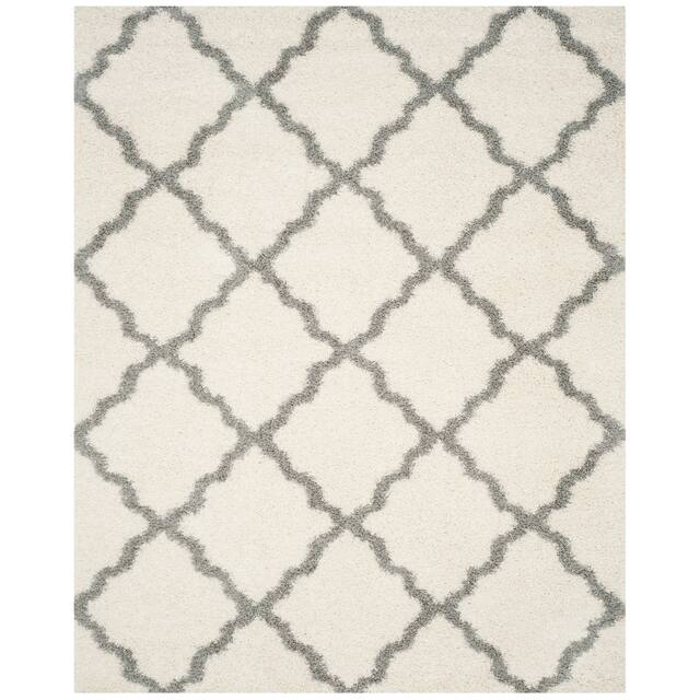 SAFAVIEH Dallas Shag Giusy Trellis 1.5-inch Thick Rug - 11' x 15' - Ivory/Grey