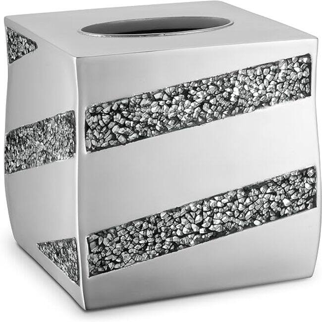 Creative Scents Silver Mosaic Square Tissue Box Cover - Gray - Gray