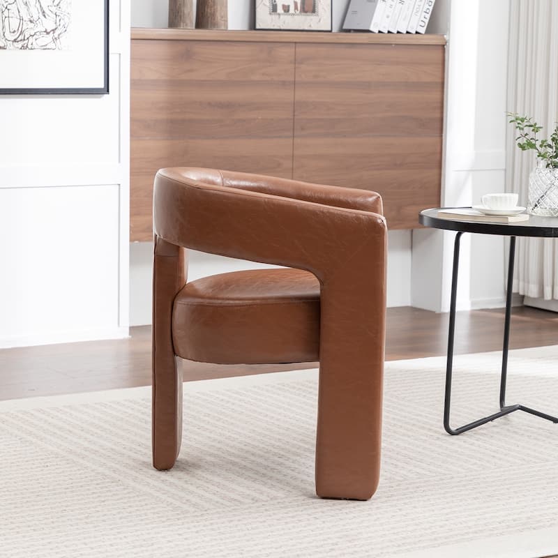 SEYNAR Modern Glam PU Leather Upholstered Dining Chair, Open-Back Accent Chair