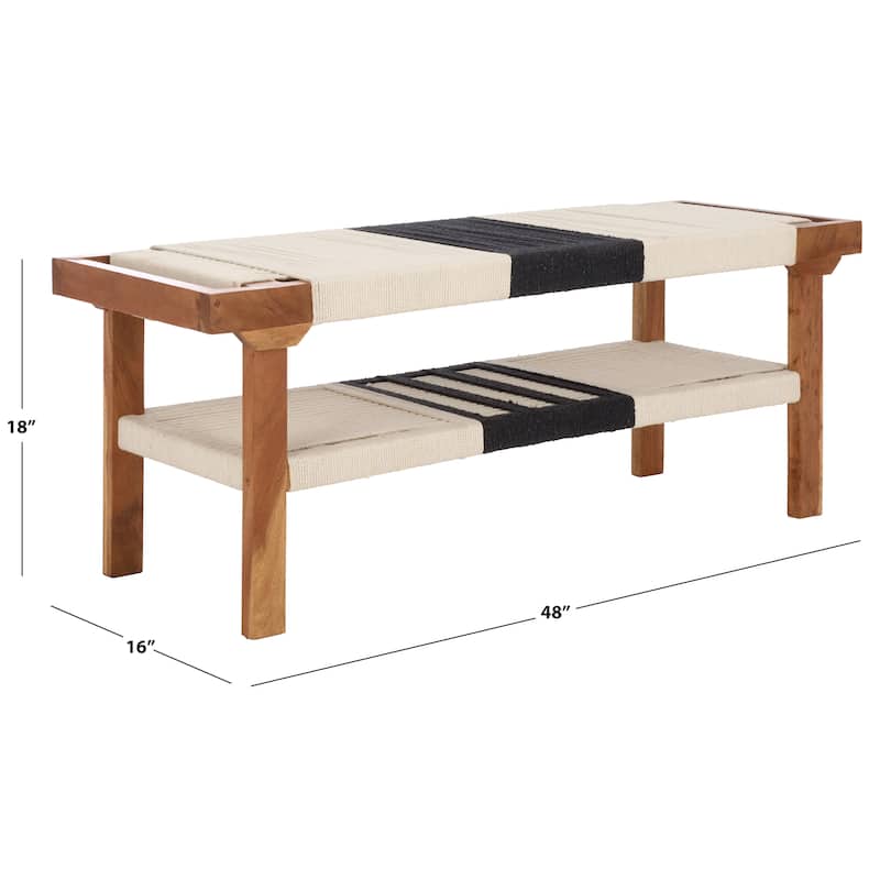 SAFAVIEH Home Munich Bench With Shelf - 48"W x 16"D x 18"H