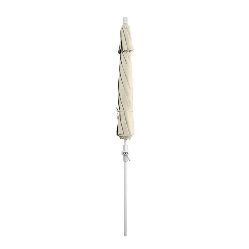 California Umbrella 9' Rd.Crank Lift, Collar Tilt, Aluminum Pole, Fiberglass Rib Patio Umbrella, White Finish, Sunbrella Fabric