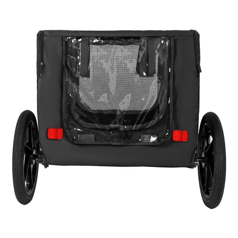 Outdoor Heavy Duty Collapsible Pet Bike Trailer with 16-Inch All-Terrain Wheels & Universal Hitch, Foldable Carrier Cart