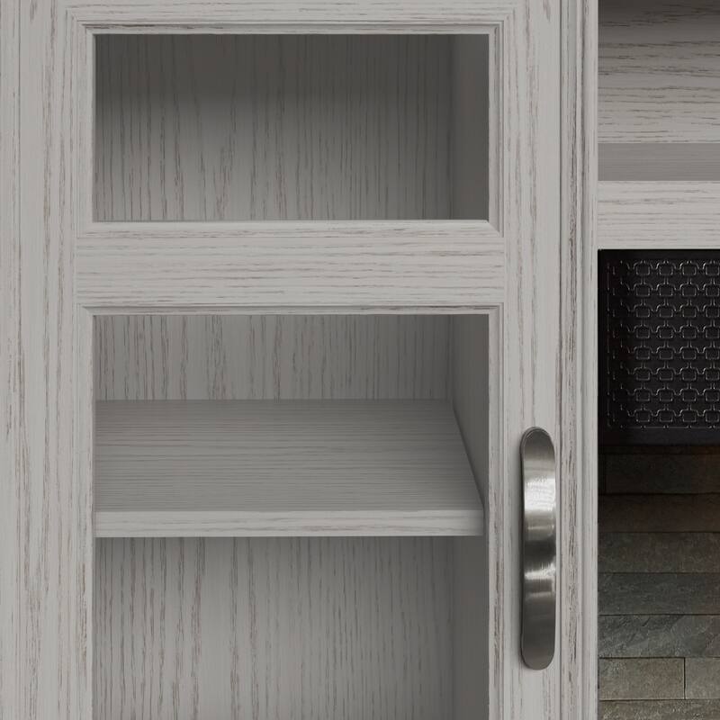 duraflame® Electric Fireplace Entertainment Center with Glass Cabinet Storage, Blanco Oak