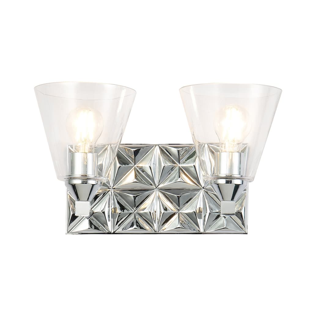 Chrome 2 Light Vanity Light with Glass