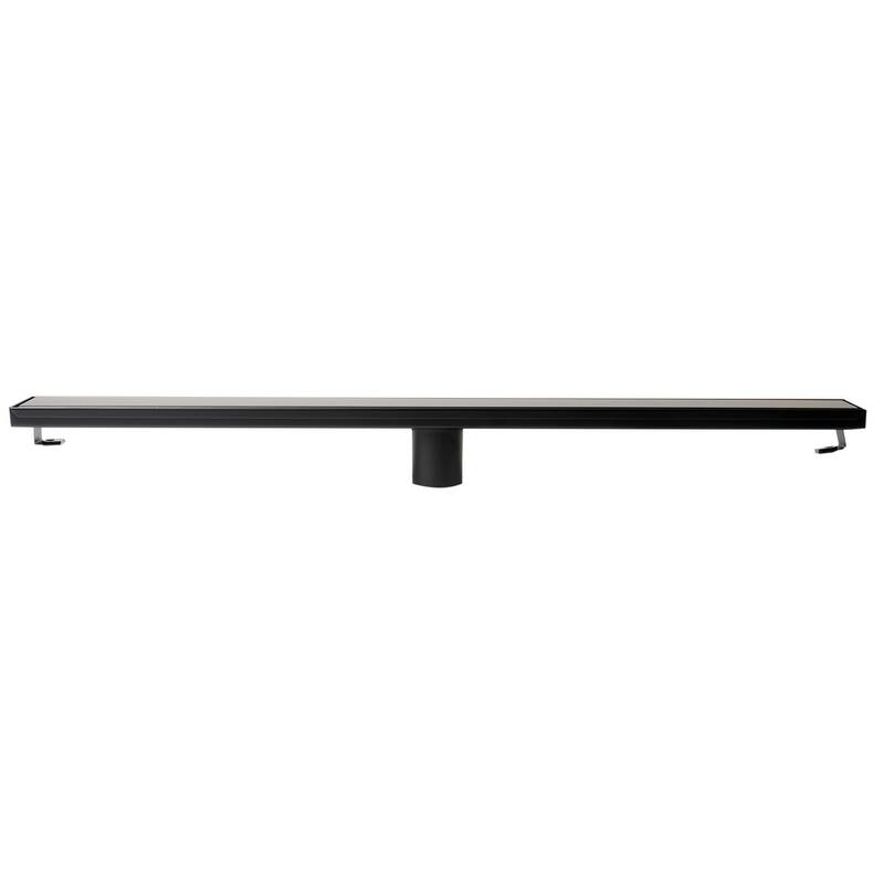 24" Black Matte Stainless Steel Linear Shower Drain with Solid Cover