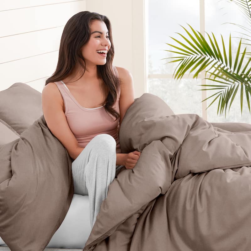 Bare Home Cotton Flannel Duvet Cover and Sham Set