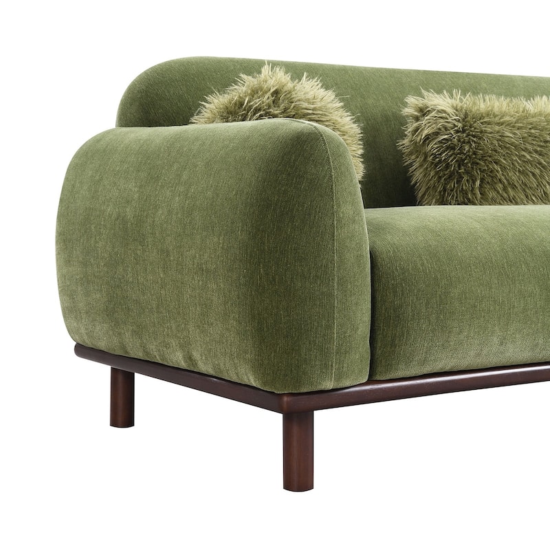 Modern Olive Green Wooden Legs Sofa 1pc