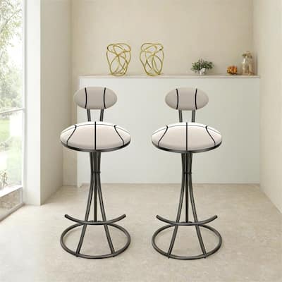 Round Bar Stools S-shaped Stripe Kitchen Stool Set of 2,Counter Chair