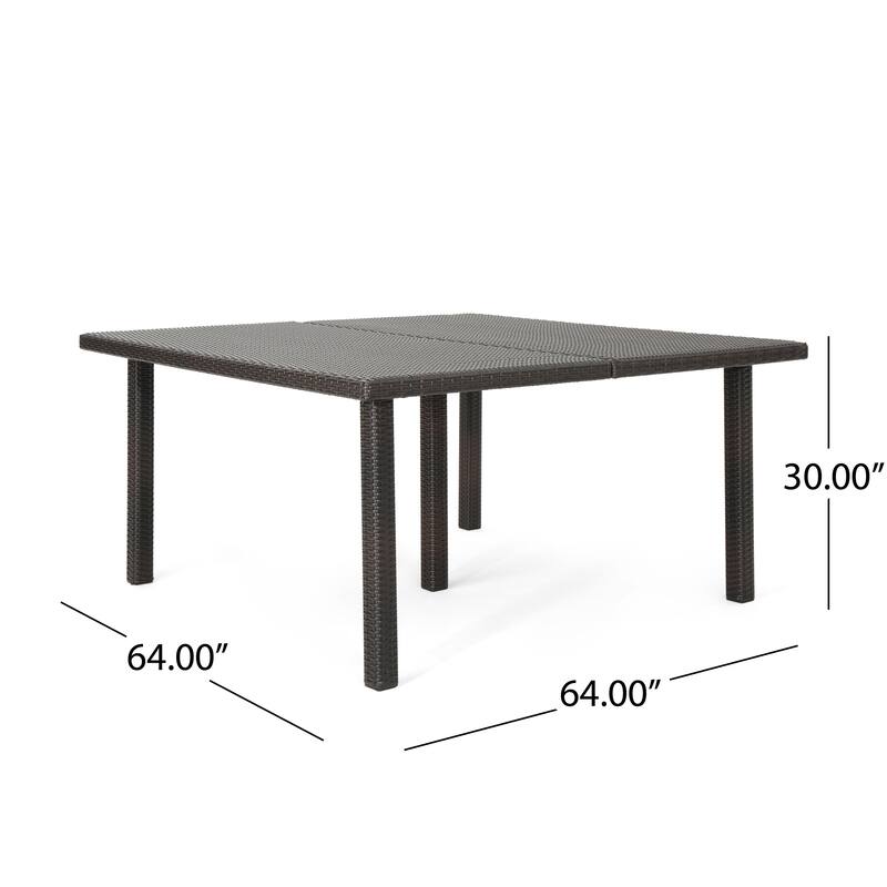 Roomfitters Large Wicker Outdoor Dining Table with Modern Straight Legs, Weather-Resistant Patio Table