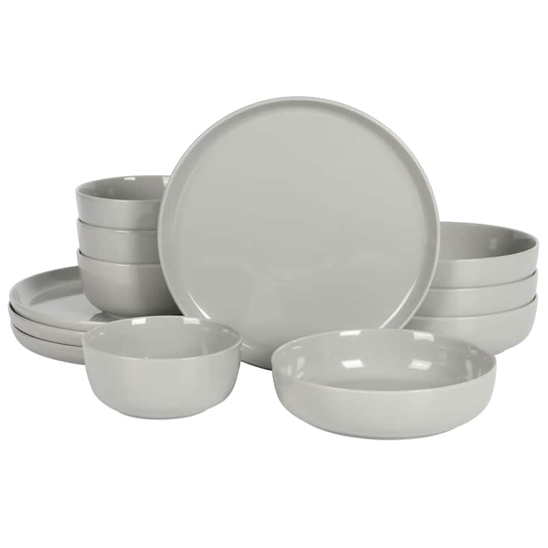 Gibson Home Oslo 12 Piece Porcelain Dinnerware Set - Grey