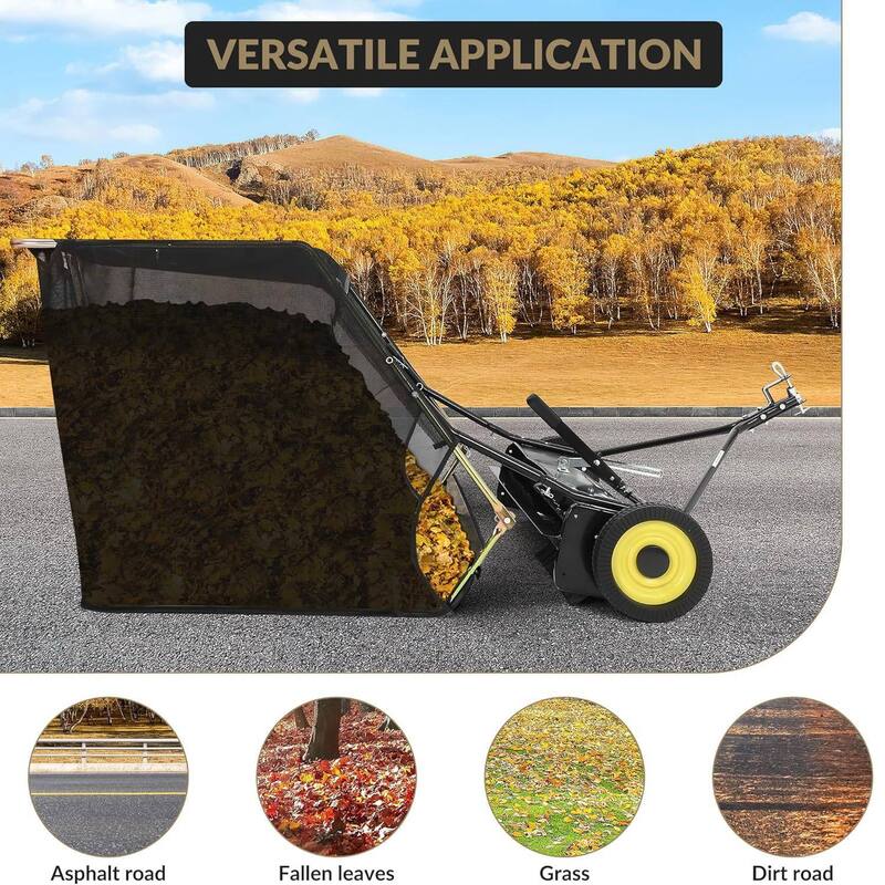 44" Tow-Behind Lawn Sweeper, Leaf & Grass Collector for Lawn Tractor ATV UTV - 44 inch