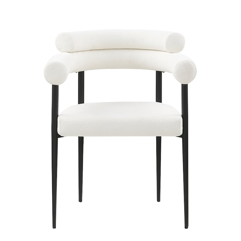Modern Fabric Dining Chairs w/ Metal Leg and Curved Backrest(Set of 2) - N/A