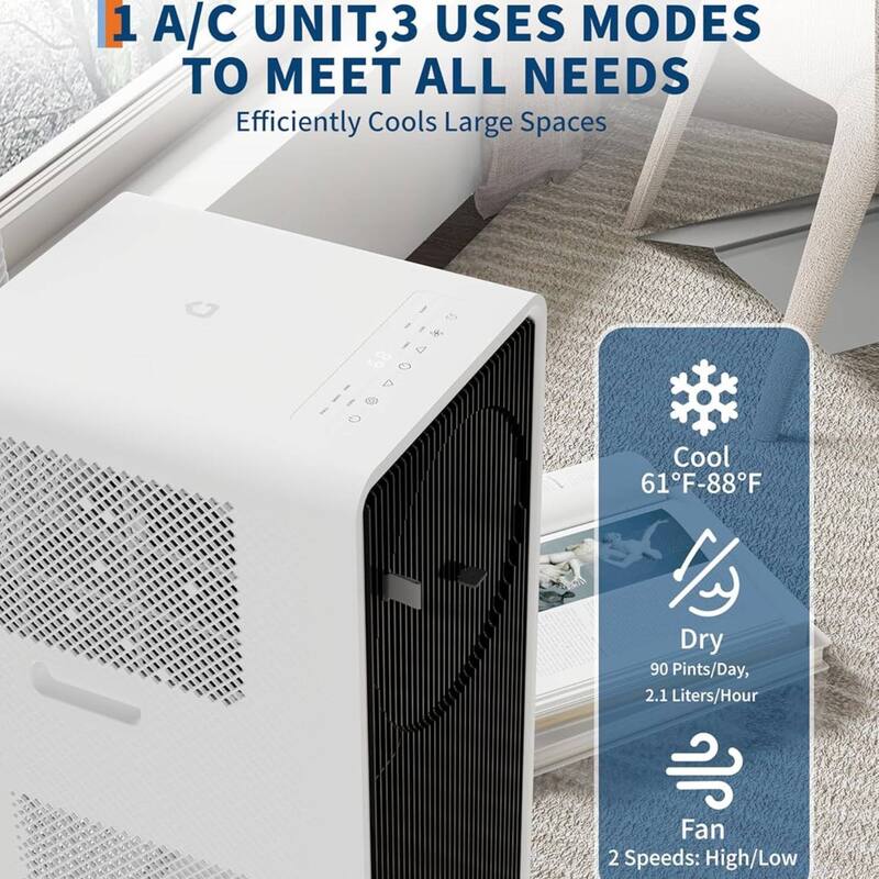 14,000 BTU Portable Air Conditioner Cools Up to 750 Sq.Ft for Large Room, Campervan, Office - N/A