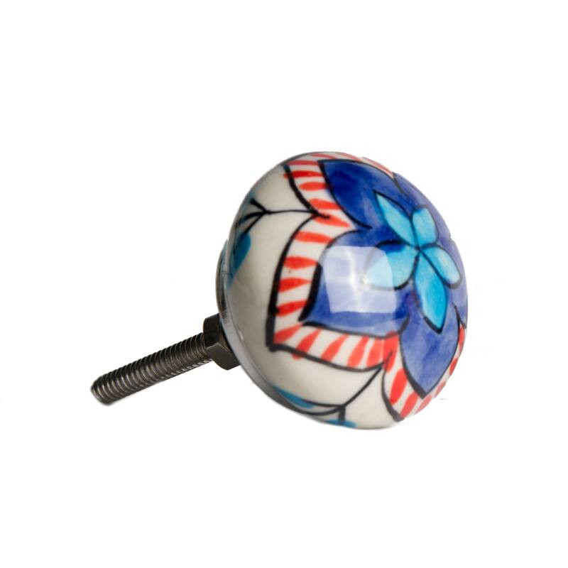 HomeRoots 1.5" x 1.5" x 1.5" Ceramic/Metal Multicolor 8 Pack Knob - 1.5" x 1.5" x 1.5"