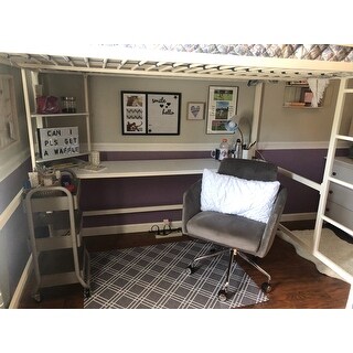 Novogratz Maxwell Metal Loft Bed with Desk & Shelves