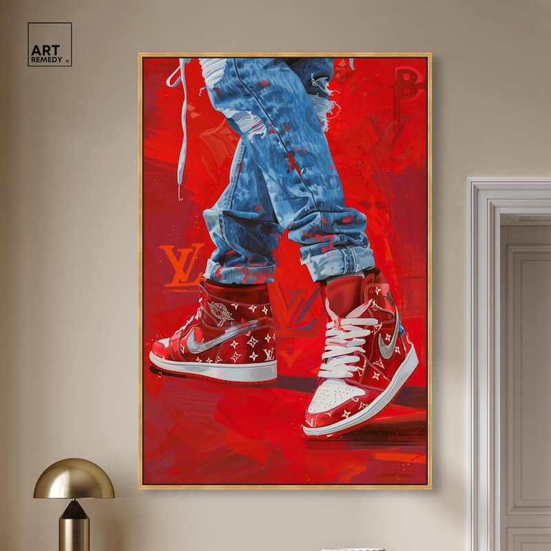 Bold Red Glam Sneakers Canvas by Art Remedy