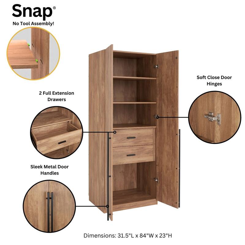 Manhattan Comfort Lee Modern Freestanding 2-Piece Module Wardrobe Closet Armoire