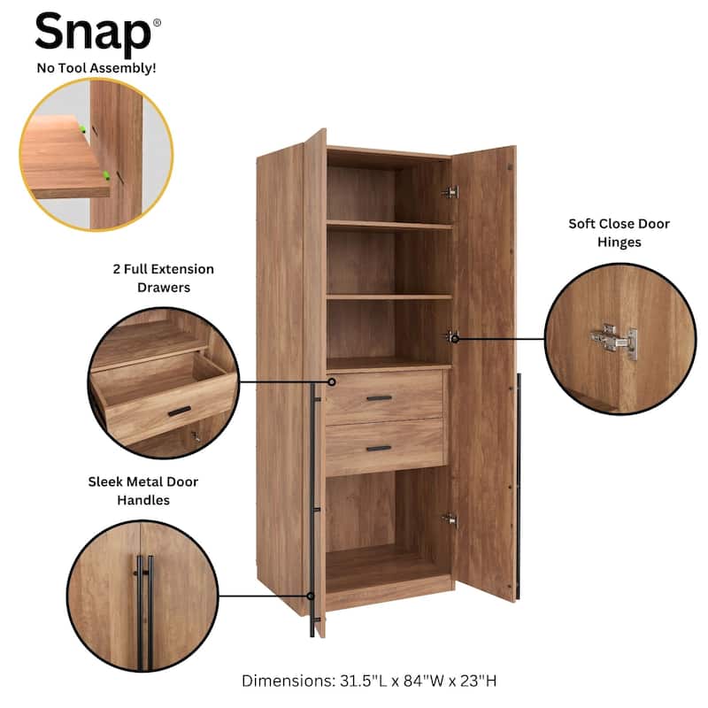 Manhattan Comfort Lee Modern Freestanding 3-Piece Module Wardrobe Closet Armoire