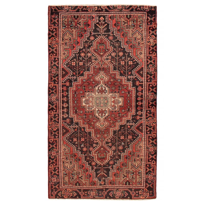ECARPETGALLERY Hand-knotted Andelz Black, Red Wool Rug - 4' 2" x 7' 3" - Black/ Red - 4' 2" x 7' 3" - Rectangle