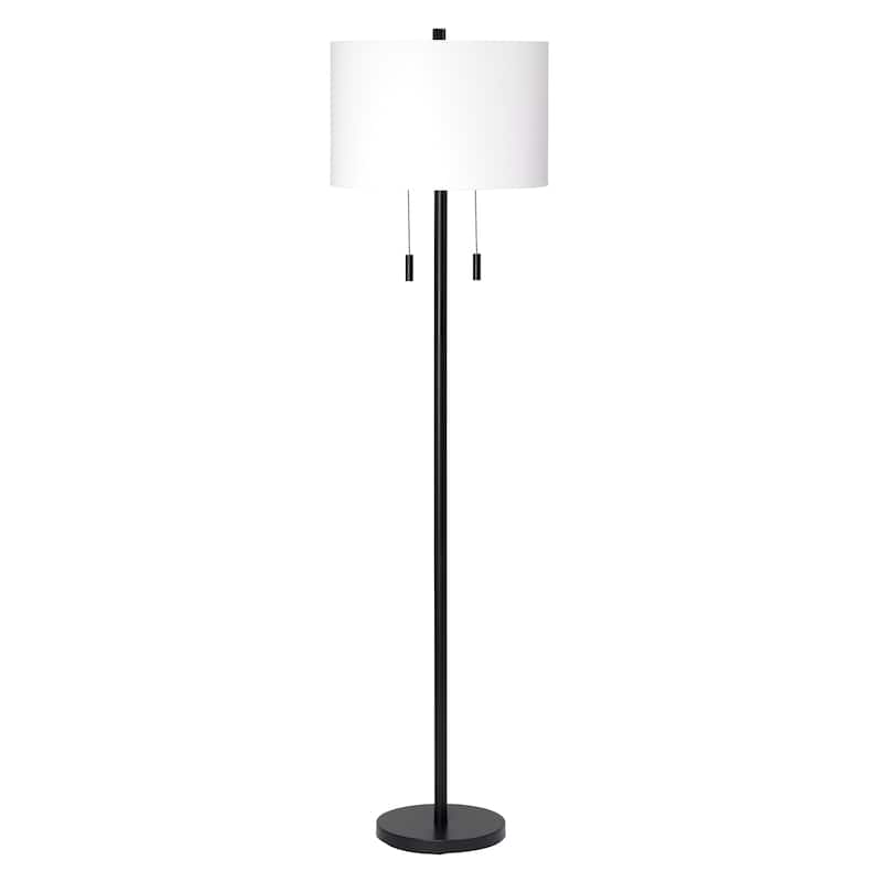 Alden Décor Anders 2-Light Metal Floor Lamp, Black - Black