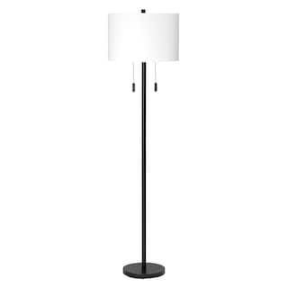 Alden Décor Anders 2-Light Metal Floor Lamp, Black